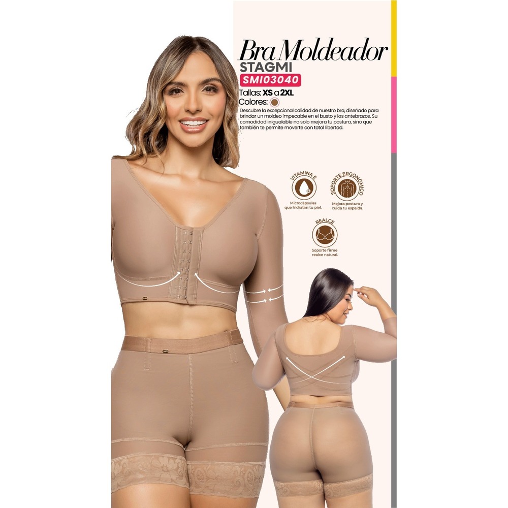 Stagmi Faja Colombian Arm Shaper Built-In Bra Back Shaper No Underbust Rolls XL - Picture 10 of 12